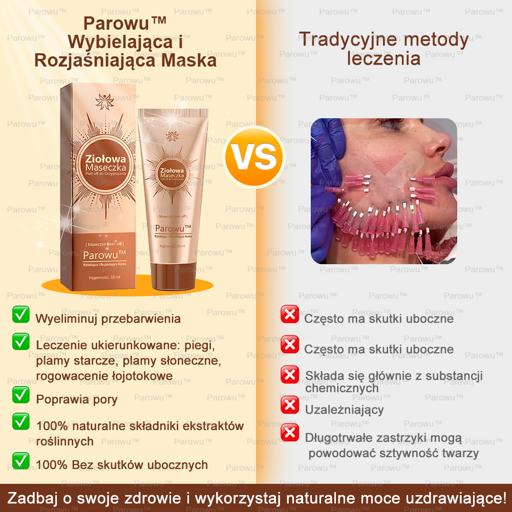 Parowu™ Wybielająca i Rozjaśniająca Maska - Naturalne składniki trwale usuwają plamy, piegi i przebarwienia🔥🔥🔥