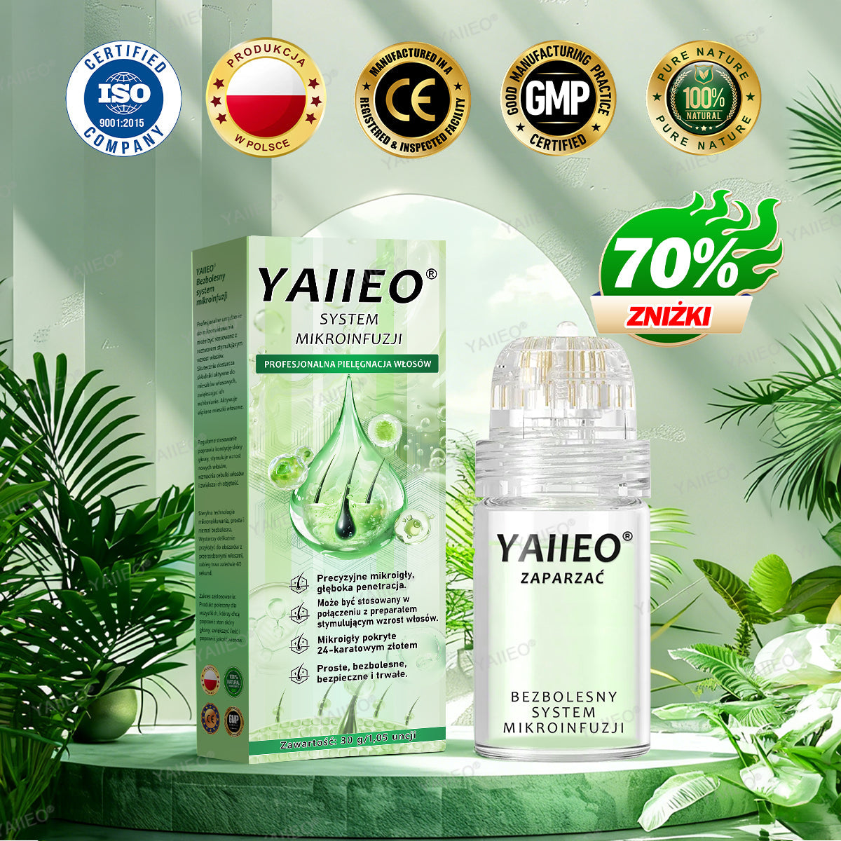 🌿 𝐘𝐀𝐈𝐈𝐄𝐎® Bezbolesny System Mikroinfuzji Głębokie blokowanie DHT, reaktywacja mieszków włosowych i widoczny wzrost włosów