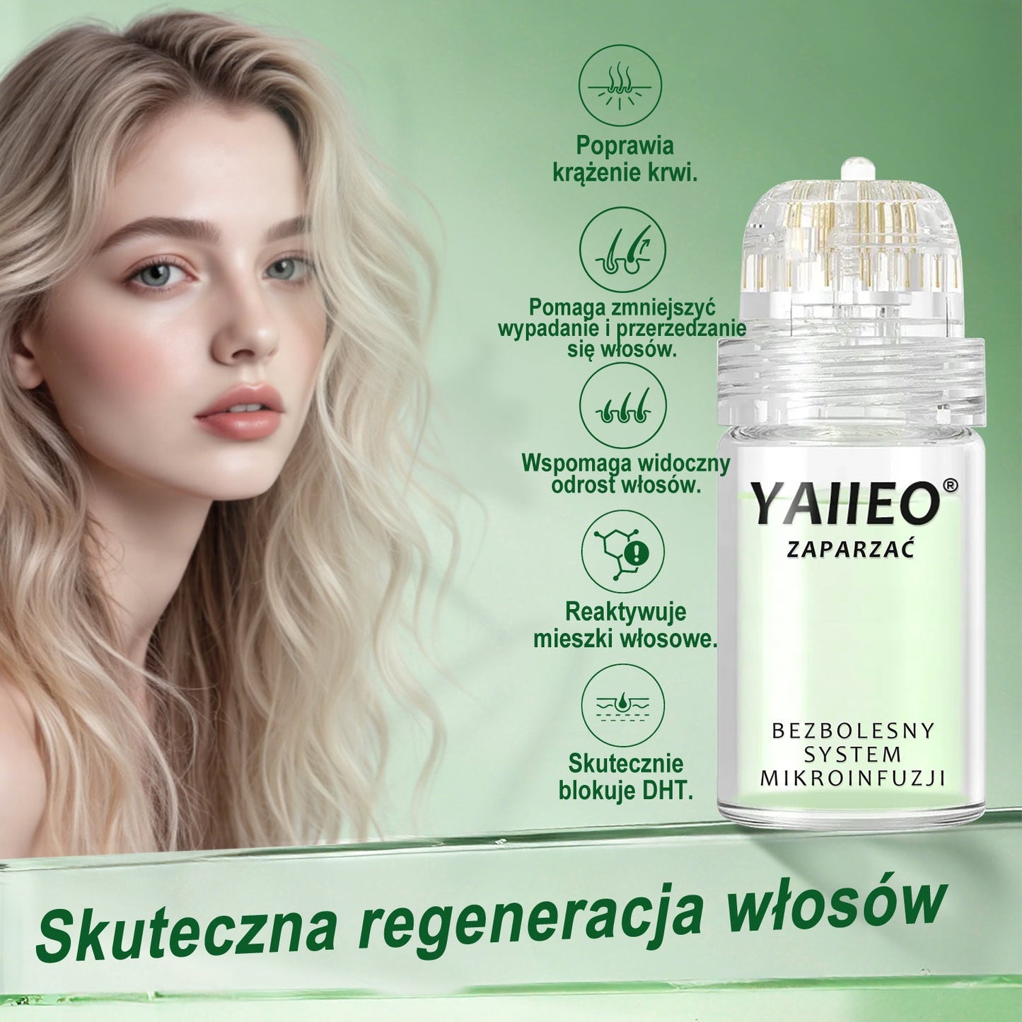 🌿 𝐘𝐀𝐈𝐈𝐄𝐎® Bezbolesny System Mikroinfuzji Głębokie blokowanie DHT, reaktywacja mieszków włosowych i widoczny wzrost włosów