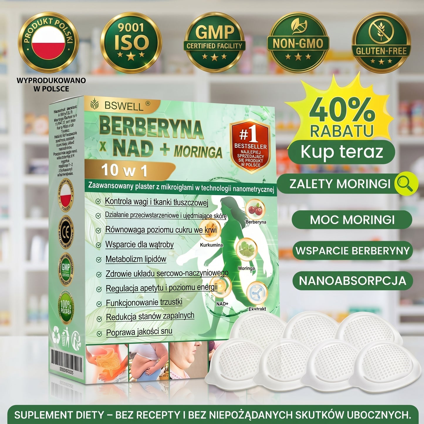📦📦 BSWELL® Nano mikroigłowy plaster wyszczuplający (Raz dziennie, efekty już po 28 dniach ✅ Wspiera odchudzanie, serce, cukrzycę, sen, jelita, stawy i więcej.